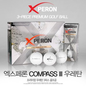 엑스페론 컴파스Ⅲ 우레탄 3피스 유광 화이트 12개입 골프공 엔공구 특별 상시할인!